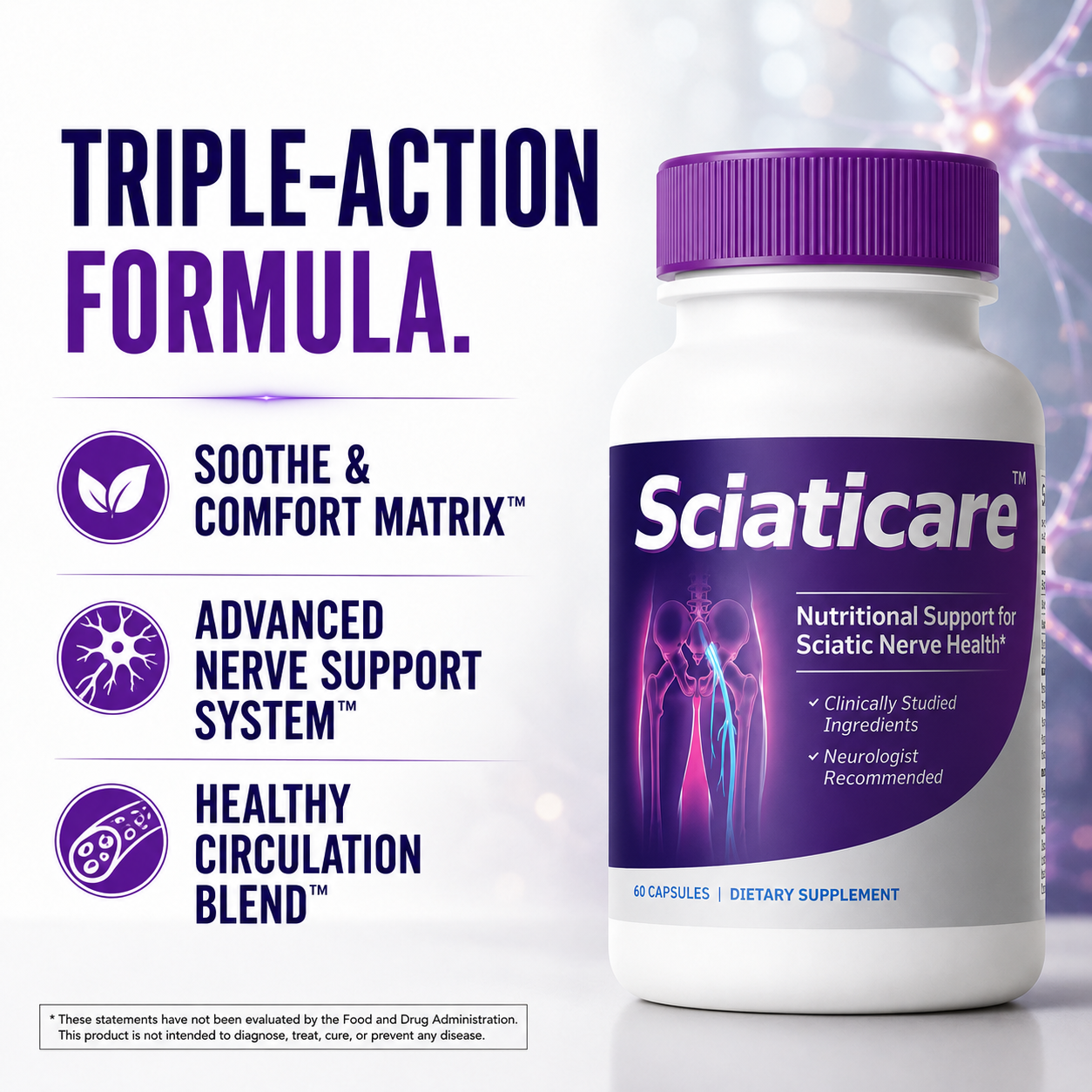 SciatiCare Sciatic Nerve Support Supplement – Nerve Health Formula – Vita Sciences
