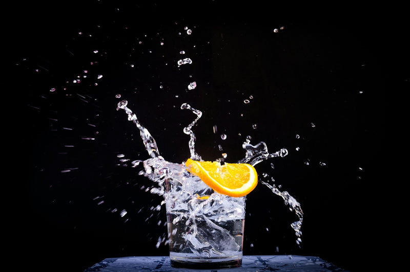 glass of water with a slice of lemon